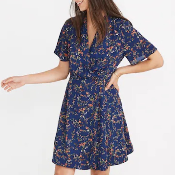 Madewell Amaranth Wrap Dress In Moonless Floral